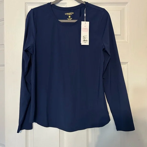 Lilly Pulitzer UPF 50+ Luxletic Westley Long Sleeve Active Tee Low Tide Navy M - Picture 3 of 7